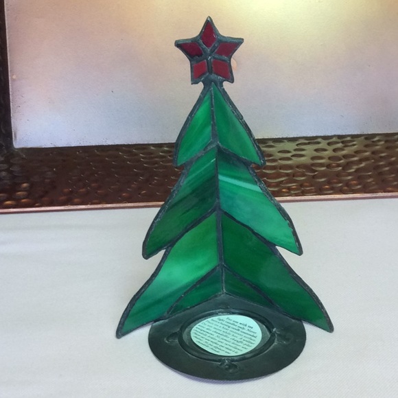 FINAL SALE PRICE Stain Glass Angel & Christmas Tree Votive Holders - Picture 4 of 6